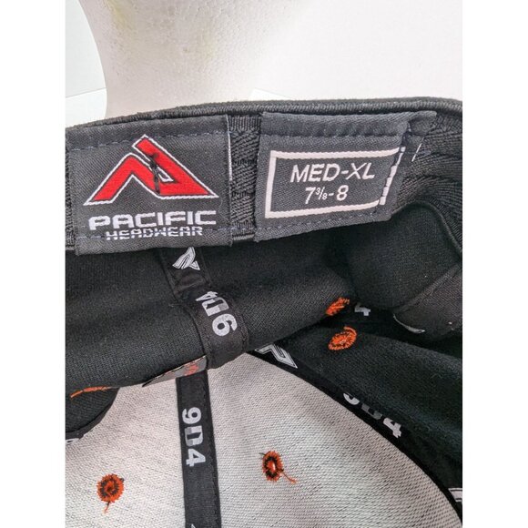 Official Pacific Headwear Baseball Central Fitted Cap Black Med-XL 7 3/8 - 8 - Picture 8 of 8